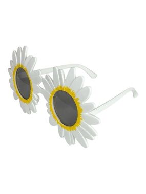 Daisy Flower Novelty Sunglasses - White & Yellow
